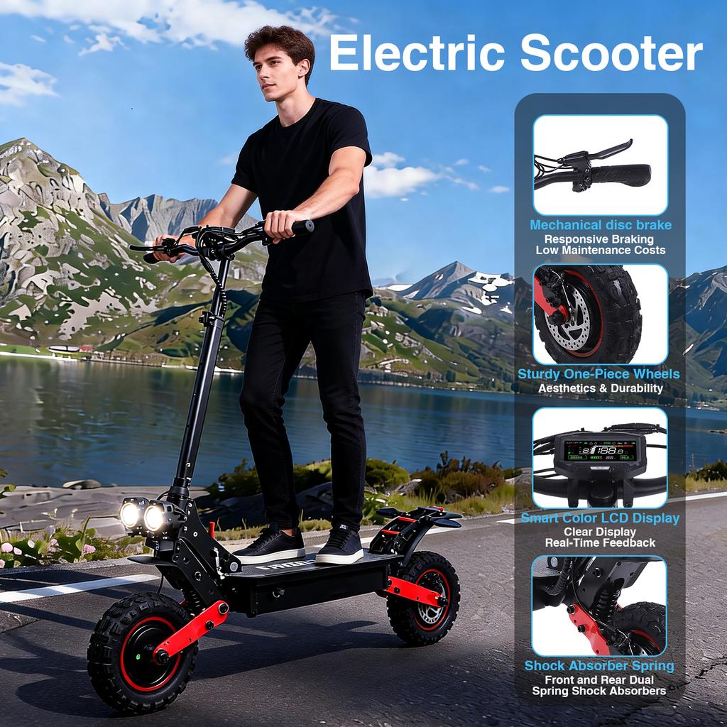 2026 Neuester H6 Dual-Motor E-Scooter US-Lager Offroad-Fettreifen Elektroroller Wasserdicht Faltbar Leistungsstarker Erwachsenen-Scooter