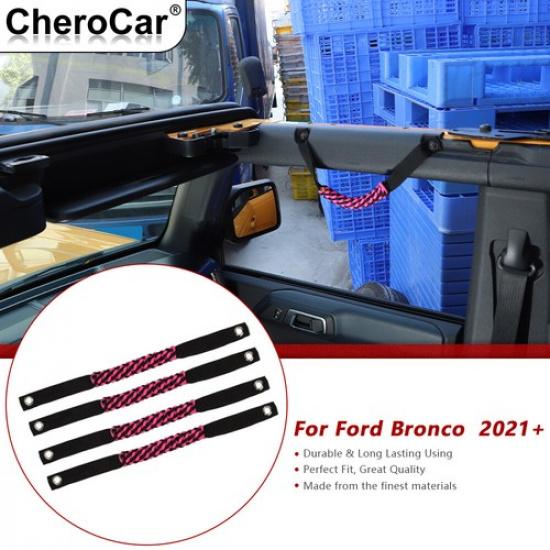 4 Pack Roll Bar Grab Handles Grip Handle For Ford Bronco -25 Pink 2/4 Doors