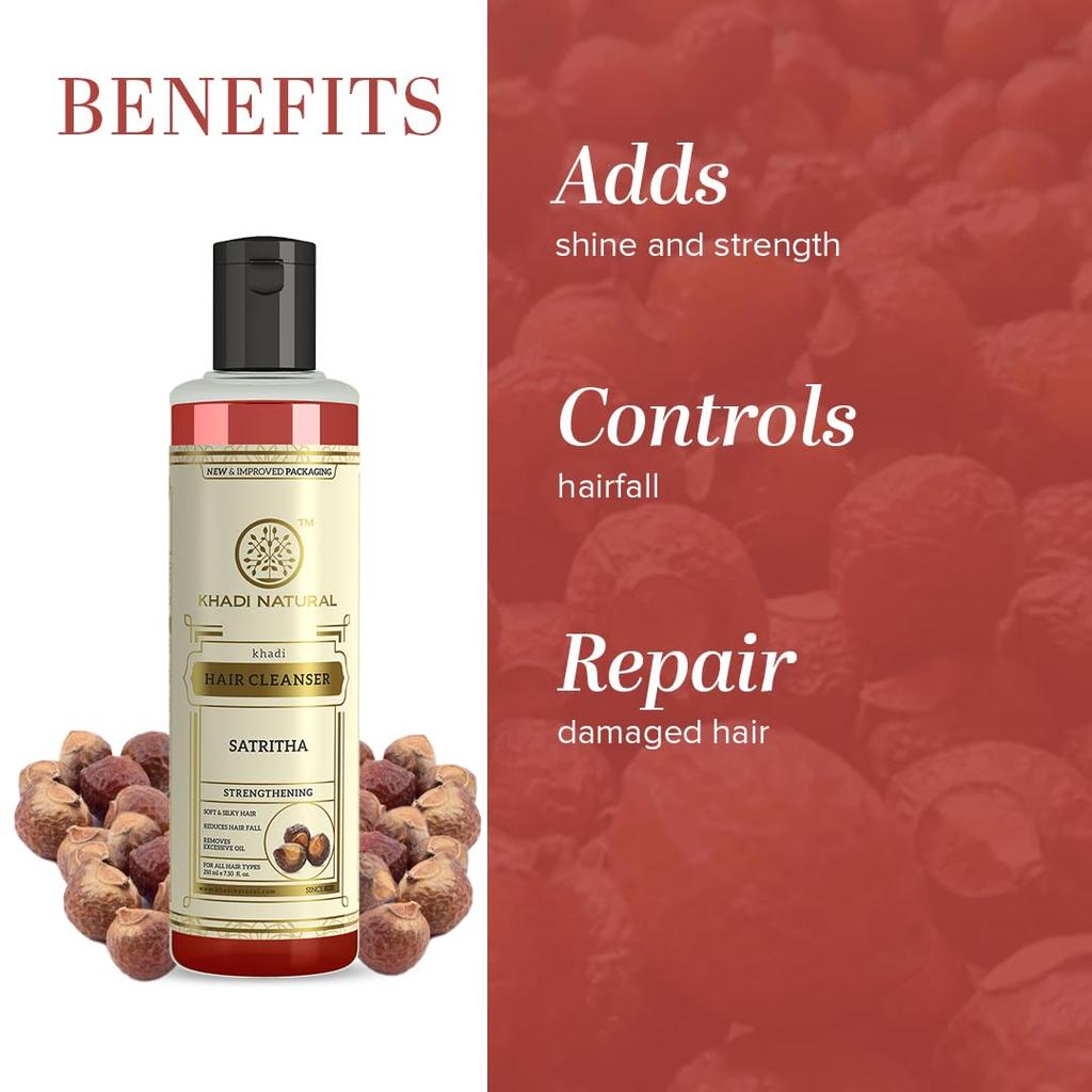 Khadi Natural Satritha Herbal Shampoo for Strong Hair and Repairing Damaged Hair 210ml