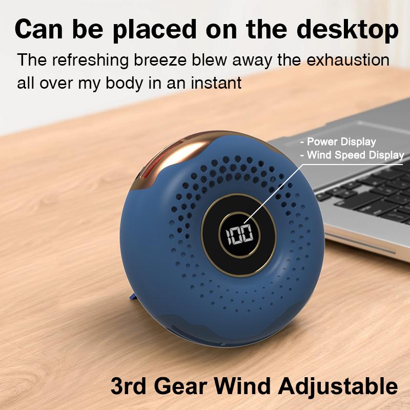 Fashion Portable Bladeless Donut Shape Hanging Neck Fan MINI USB Charging Mute Sports Handheld Neck Fan For Outdoor Sport Travel