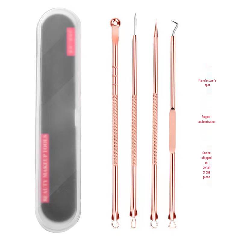 

Rose Gold Double-Headed Blackhead & Acne Extractor Needles, 4-Piece Set