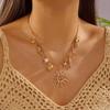 Bohemian Starfish Shell Conch Turtle Pendant Necklace for Women Exaggerated Sun Link Chain Necklace Trendy Ocean Series Jewelry
