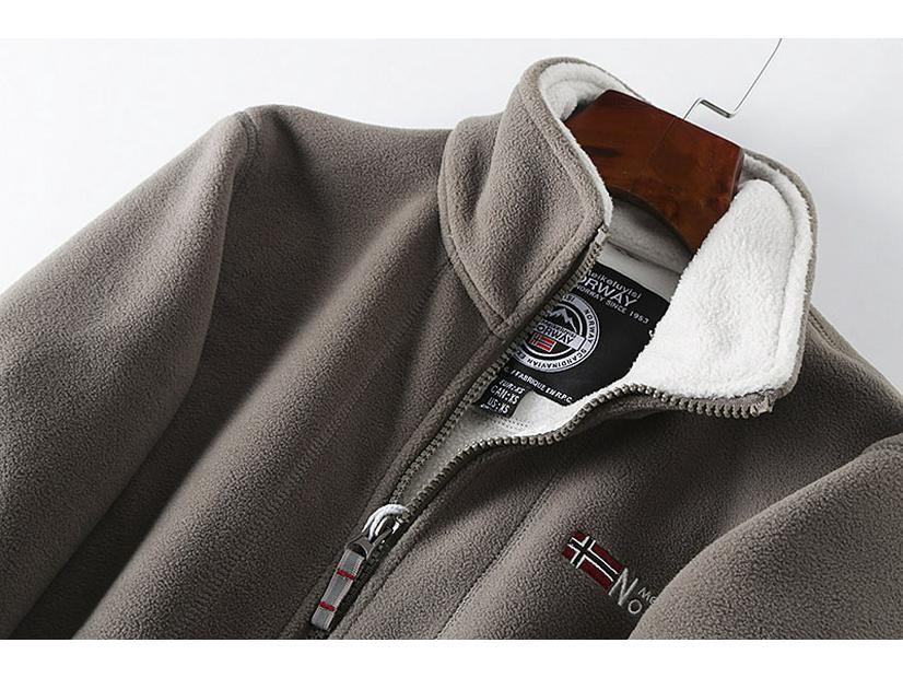 Norwegian Men's Plus-Size Double-Layer Fleece Jacket - Cold-Resistant, Warm, Stand-Up Collar