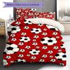 Black White Soccer Ball Pattern Red Background Print 3 Pieces Duvet Cover Set Football Sports Bedding Bedroom Home Decor Without Pillow Core Comforter