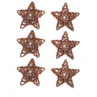 6 Stück DIY Bastelarbeiten Natur Rattan Sterne für Hochzeitsfeier Weihnachtsdekoration(Kaffee)