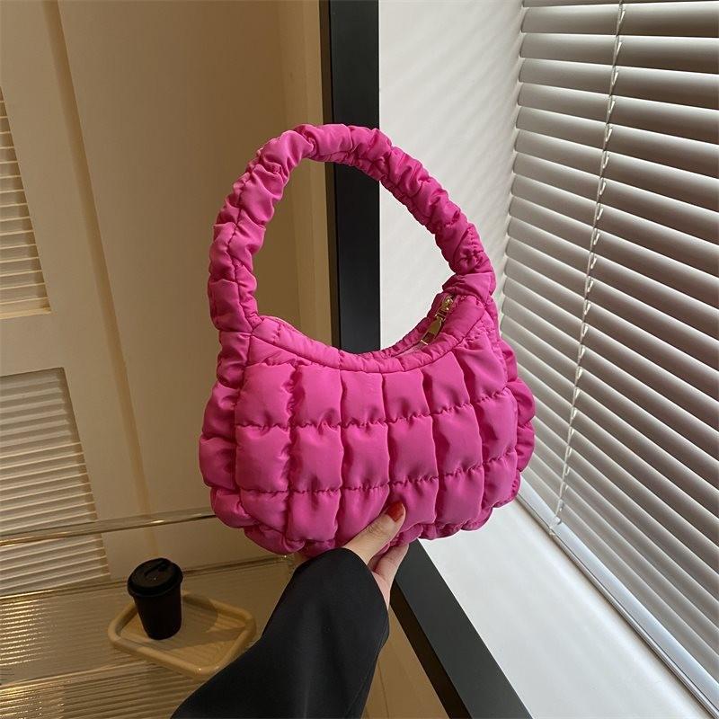 Stylish Soft Shell Multi-color Large Handbag Featuring Pleated Cloud Tote Style Ideal For Everyday Use