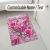 Floral Garden Theme Crystal Velvet Rug Personalized Custom Name Text Soft Floor Mat Home Decor