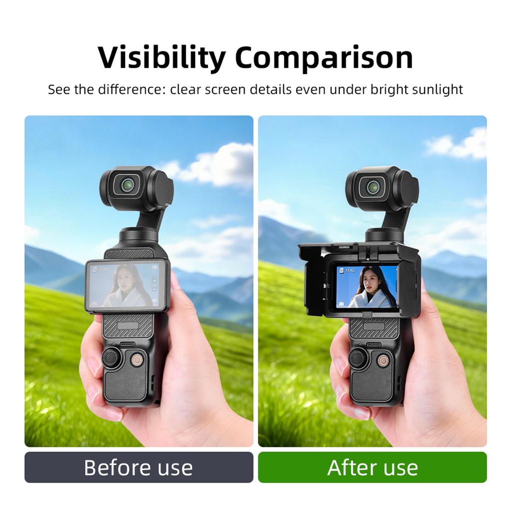 Sunshade Lens Protective Cover Hood 3 Sided Foldable Screen Protector Cover Anti-Glare & Sunlight Blocking for Osmo Pocket 3
