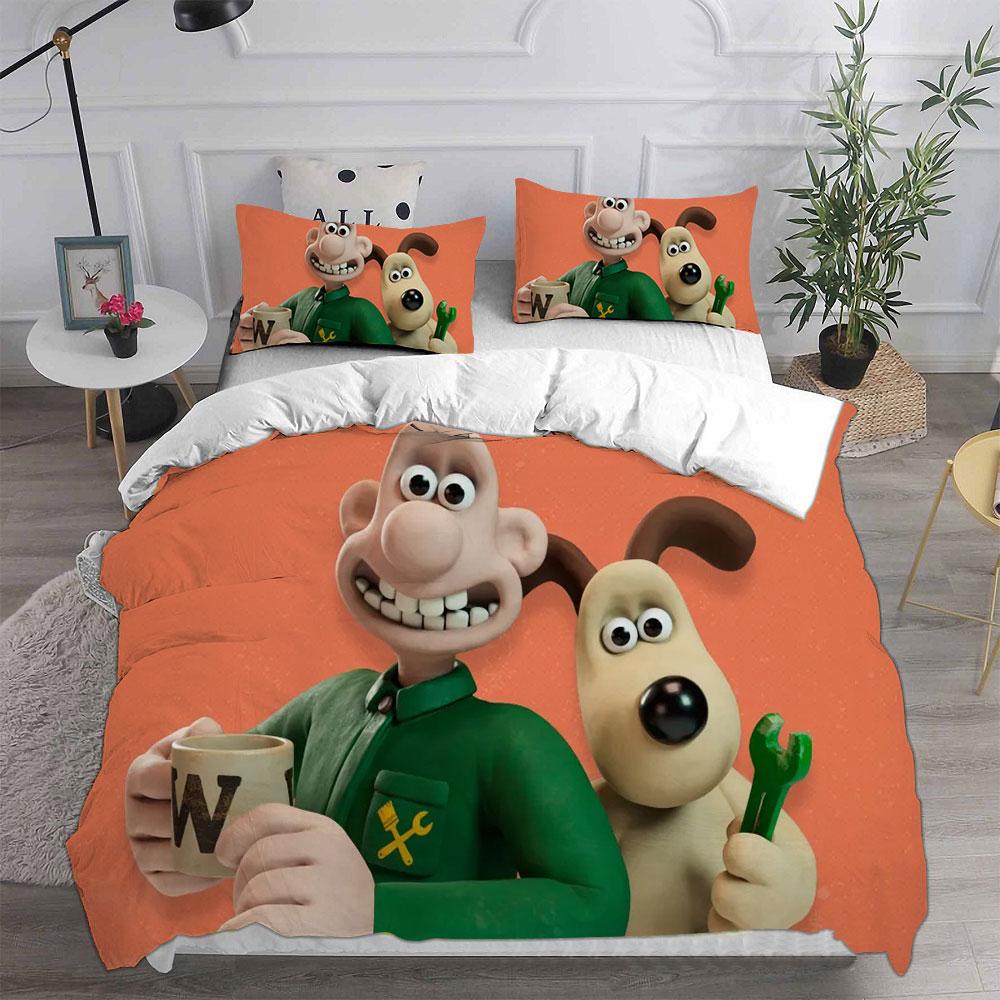 Wallace & Gromit Bedding Sets Comforter Quilt Bed Cover Duvet Cover Pillow Case 2-3 Pieces Sets Kids Adult Size