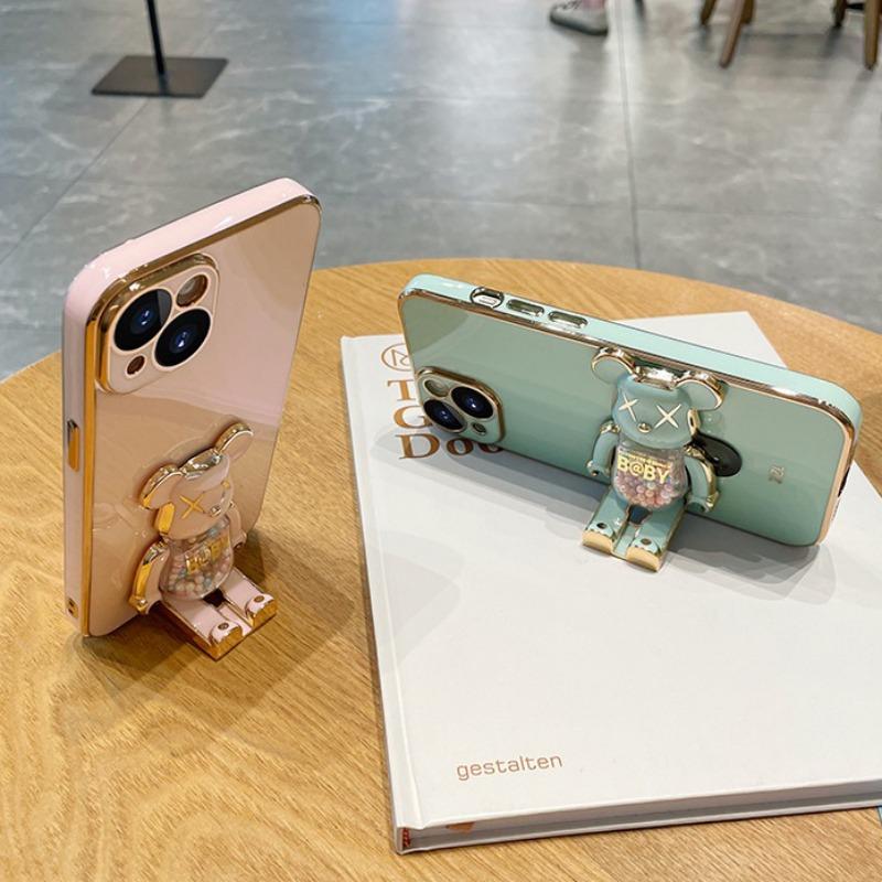 For Galaxy S26 Ultra Plus Case Soft Electroplated Quicksand Hourglass Pellet KWAS Bear silicone shockproof Protector Smooth