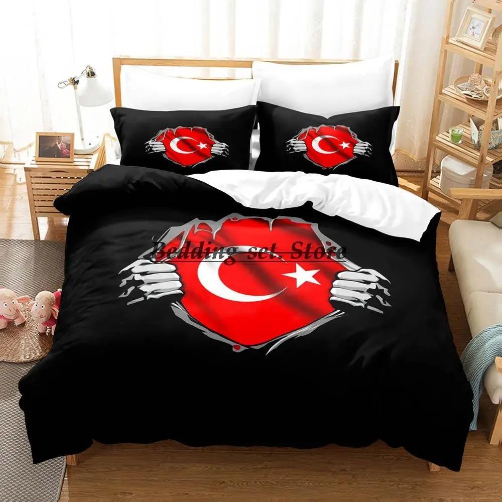 Turkey Flag Bedding Set Single Twin Full Queen King Size Bed Set Aldult Kid Bedroom Duvetcover Sets 3D Print Anime Bed Sheet Set