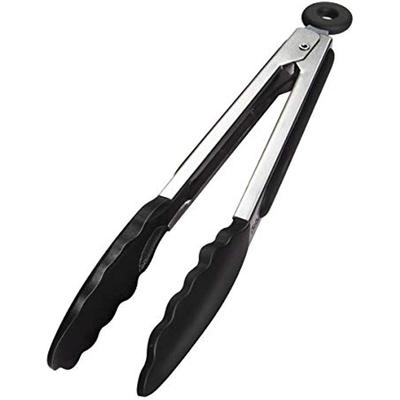 Professional Kitchen Tincer Stainless Steel and Food-silicone Barbecue Tincer Kitchen Tincer-23 Cm Black