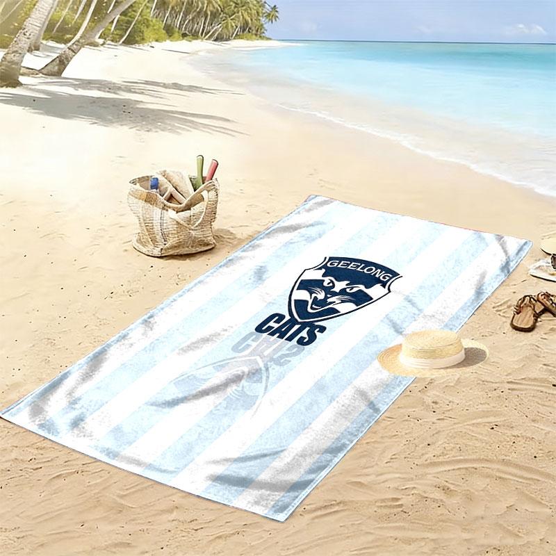 Geelong Cats Edge Print Beach Towel, Large Soft Quick Dry Towel for Beach Camping Swimming