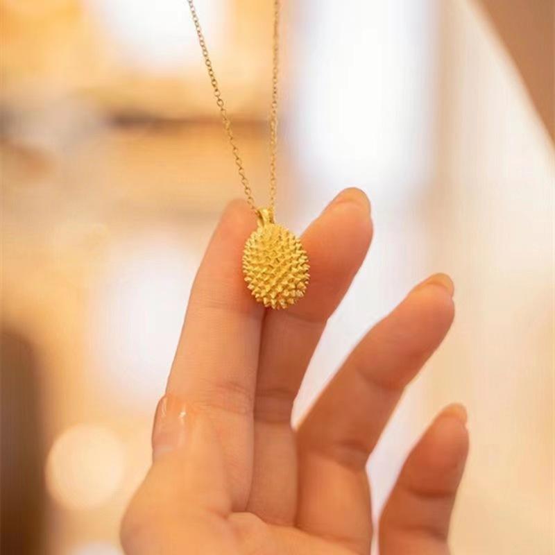 Durian Lifetime~ Advanced Sense Gold Durian Pendant New Necklace Female Personality Versatile Unique Design Sense