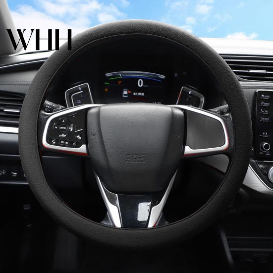 All-weather Car Steering Wheel Cover Silicone Solid Color Wear Resistant Decorative Auto Accessory Non-slip Design Simple Installation Universal