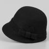 Autumn and Winter Bow Wool Warm Equestrian Hat Women's Bowler Top Top Hat British Temperament Felt Mother Hat