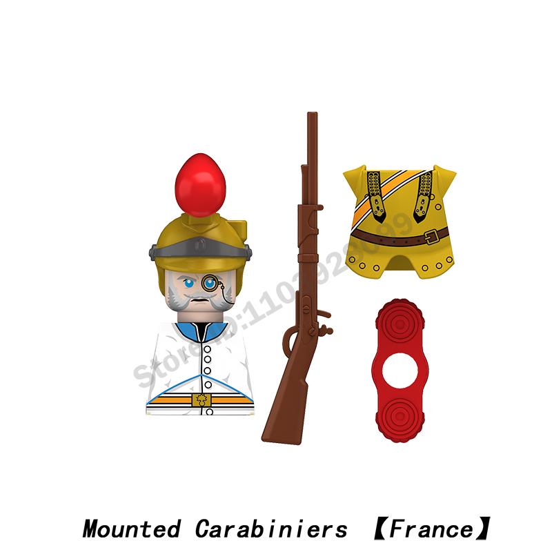 Middle Ages Military Napoleonic Wars Figures Building Block British French Prussia Infantry Knight General Duke Characters Brick