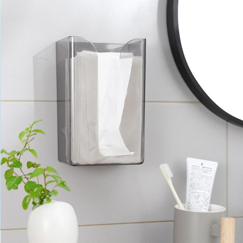 

Thickened Wall-mounted Tissue Box Non-perforated Tissue Box Face Towel Storage Box Kitchen Napkin Box сірий