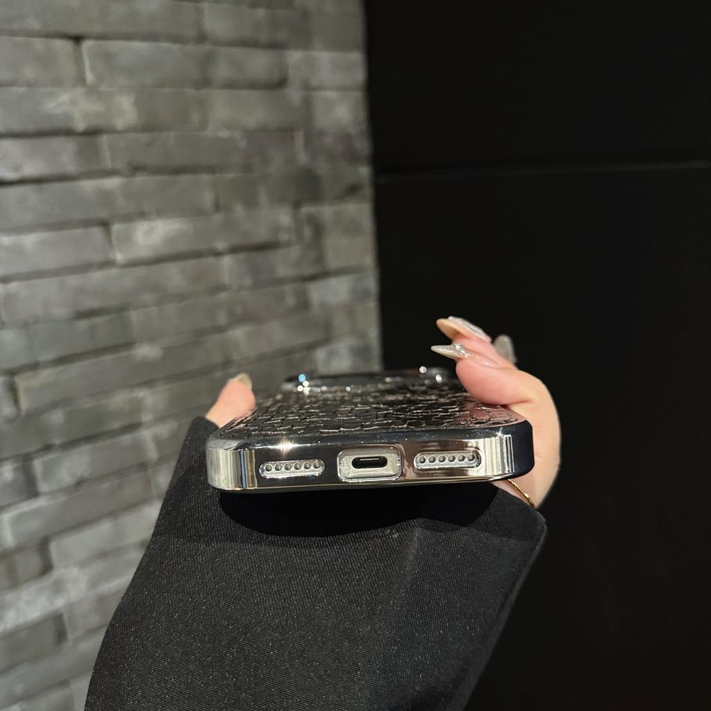 Patrón Brillante de Cocodrilo para Funda de Teléfono Móvil iPhone 17 con Tacto de Alta Gama para iPhone 17air Carcasa Galvanizada Funda Protectora Anticaída