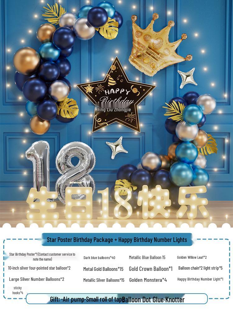 18th Birthday Celebration Decor with Surprise Party Balloons for Boy's Coming-of-Age Ceremony