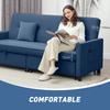 Three Person Velvet Feel Sofa Bed Blue
