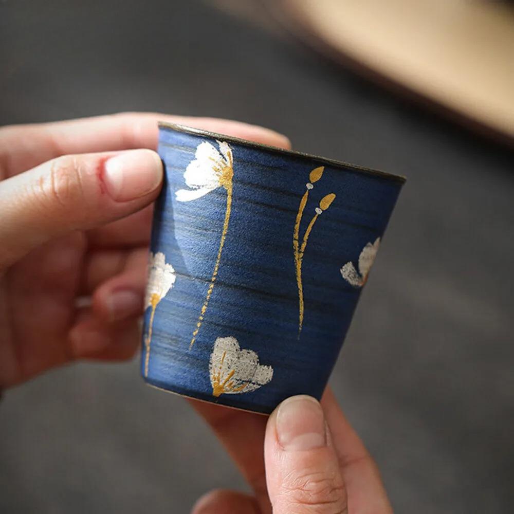 Hand-painted Gesang Pollen Ceramic Tea Cup Chinese High Legged Mug Rough Single Master Cup Special Tea Mug Kung Fu Teaset Gift