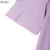 ZANZEA Women Casual Turn Down Collar Short Sleeve Summer Shirt Dress