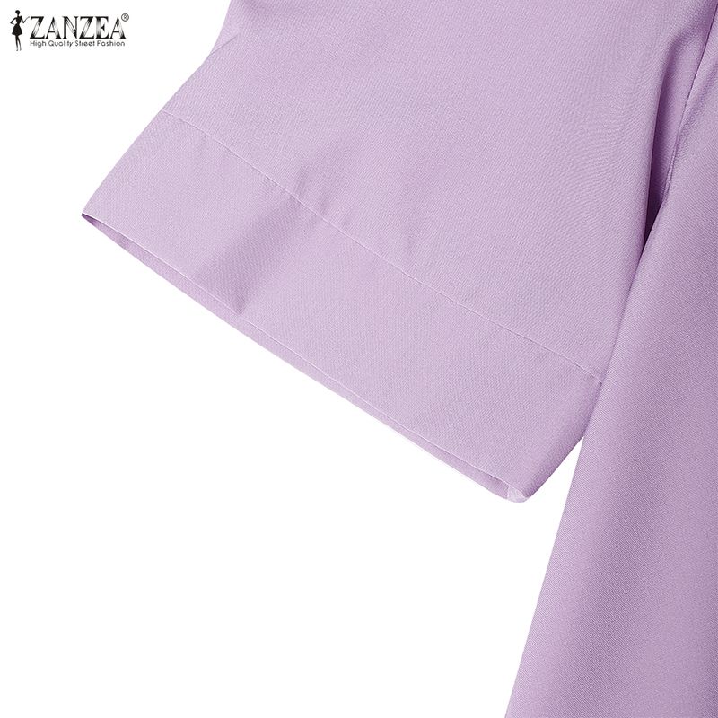 ZANZEA Women Casual Turn Down Collar Short Sleeve Summer Shirt Dress