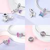 New Silver 925 Blue Dragonfly Butterfly Charms Beads Fit Original Bracelet for Women DIY Fine Jewelry Accessories Beads Gifts