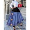 Printed Design Casual Style Black And White Stripes Pattern Half Skirt