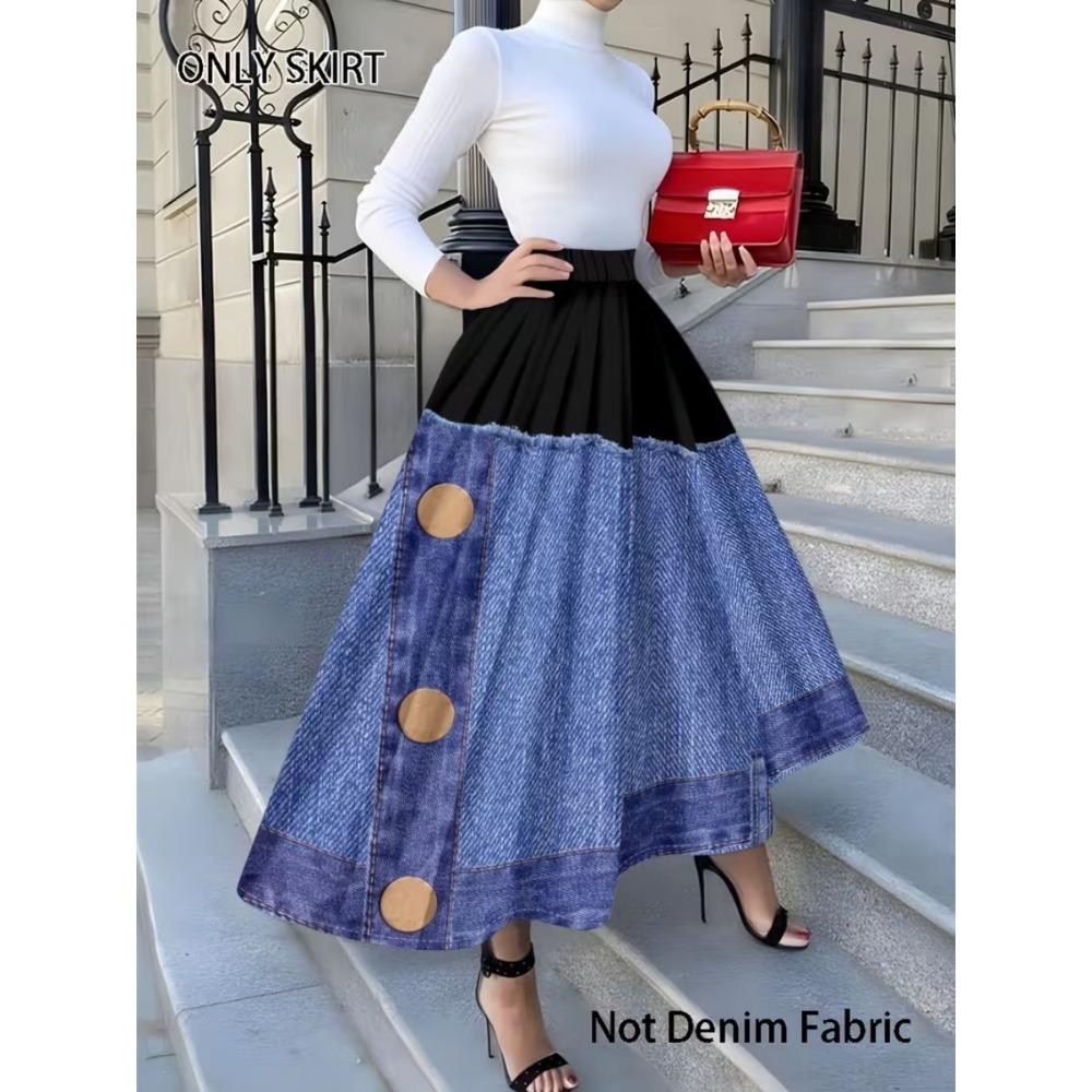 Printed Design Casual Style Black And White Stripes Pattern Half Skirt