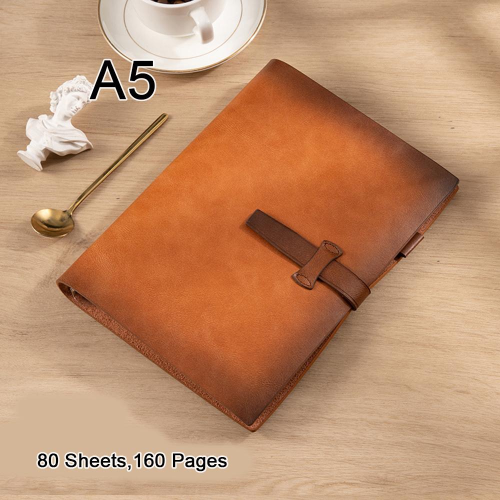 (Logo kann eingraviert werden) A5/A6 Studenten-Notizbuch aus Leder mit losem Blatt, Notizblock, Protokoll von Geschäftstreffen, Tagebuch, Fachnotizbuch