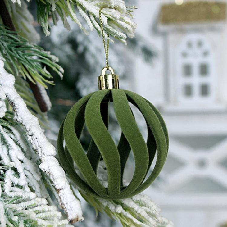 48Pcs Shatterproof Christmas Baubles Velvety Ball Hanging Ornament Christmas Tree Decoration For Wreath Mantels Window