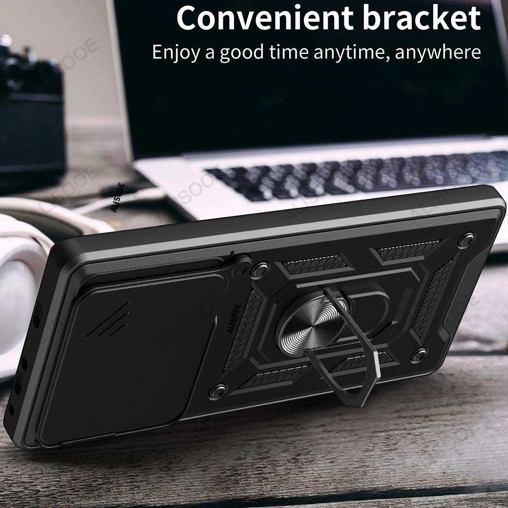 Slide Camera Funda for Redmi 13 4G Case Push Lens Ring Stand Protect Cover for Xiaomi Redmi 13 4G Shockproof Capa