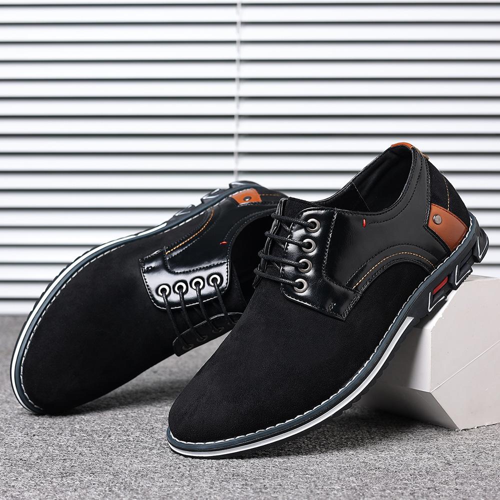 Autumn new men's shoes retro fashion casual leather shoes men's round head lace-up non-slip versatile comfortable men's shoes men's leather shoes
