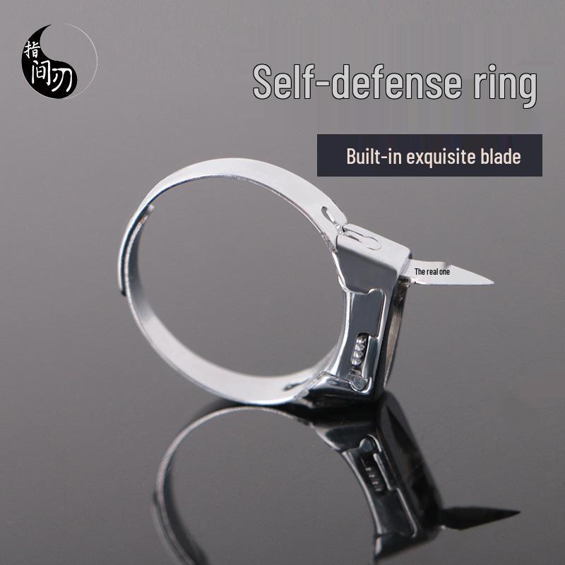 Wolf Defense Stainless Steel Titanium Ring – Unisex, Non-Fading, Hidden Weapon, Personal Safety Accessory