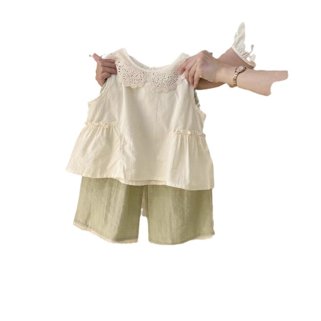 Cute Girls Summer Vest And Camisole Two Piece Set Stylish Toddler Baby Outfit Clothes For Warm Weather