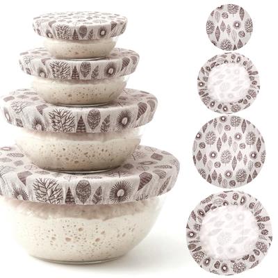4 Pcs Bowl Cover Reusable Elastic Cloth Bread Fermentation Hood Food Dust Cover for Sourdough Rising Dough Kitchen