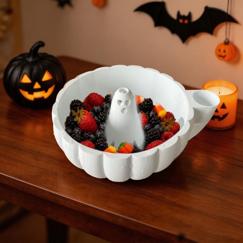 Fruit Drain and Serve Bowl, Seasonal Produce Washing Bowl with Center Figure, Fall Table Bowl for Small Fruit, Home Use, and Counter Service