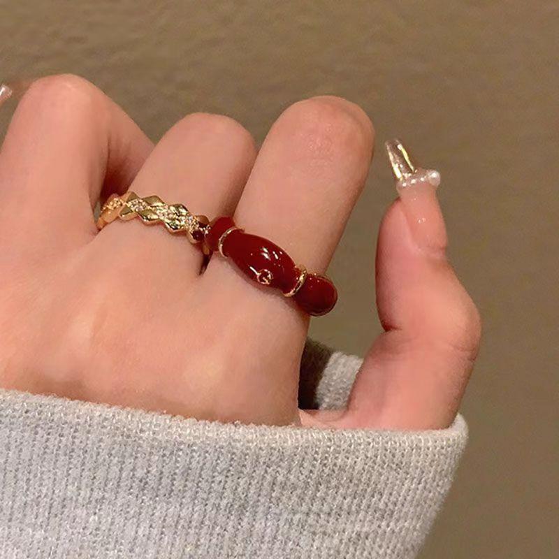 Rhombus Drop Ring Women's Fashion Personality Cold Wind 2024 New Temperament Versatile Stack Wear Index Finger Ring Ring