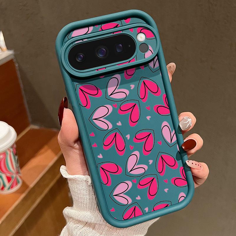 Hand drawn heart-shaped pattern Case For Google Pixel 10 Pro XL Pixel 9A 9 Pro 8 7 8A 7A Shockproof Bumper Soft Silicone Cover