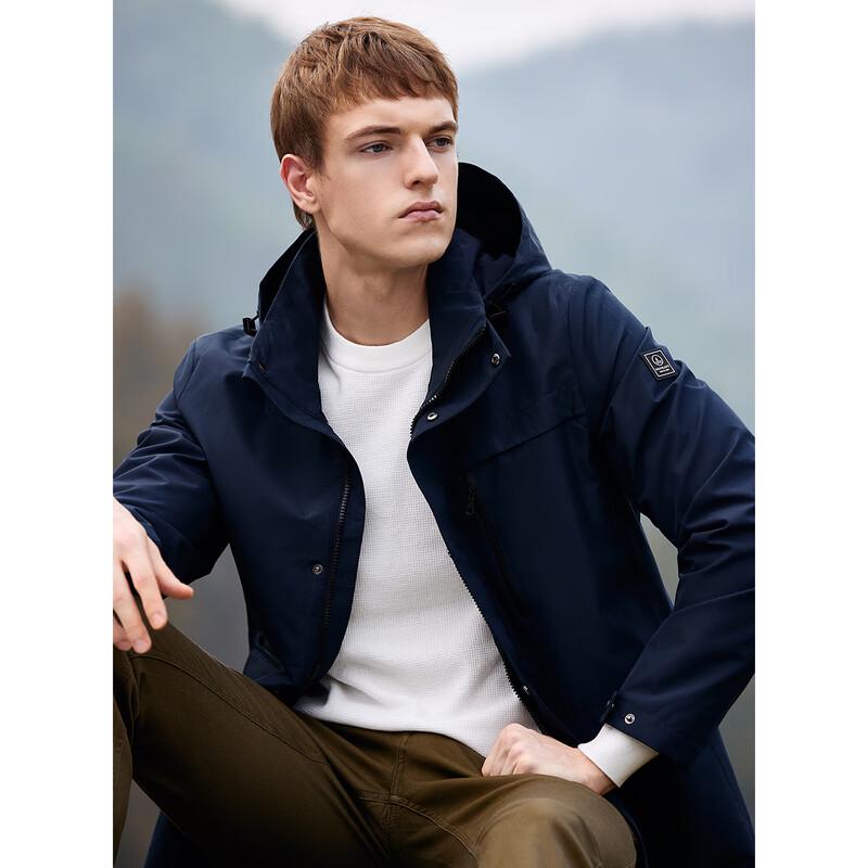 Navigare Men's Removable Hood Subtle Plaid Jacket