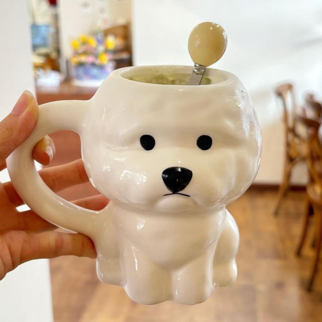 Bichon Welpen Keramiktasse Niedlich Kreativ Lustig Haushalts-Trinkbecher Büro-Kaffeebecher Paar-Tasse