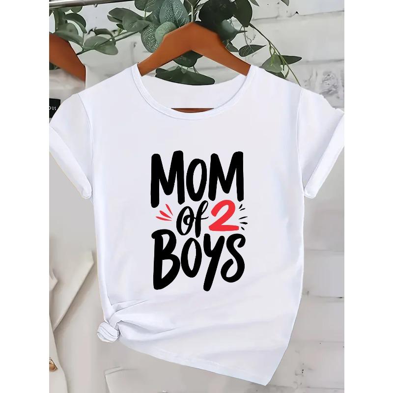 European Sizes Mother'S Day Mom Gradient Pattern Printed Casual Round Neck Short Sleeve Stylish Sports T-Shirt for Women Comfortable Top