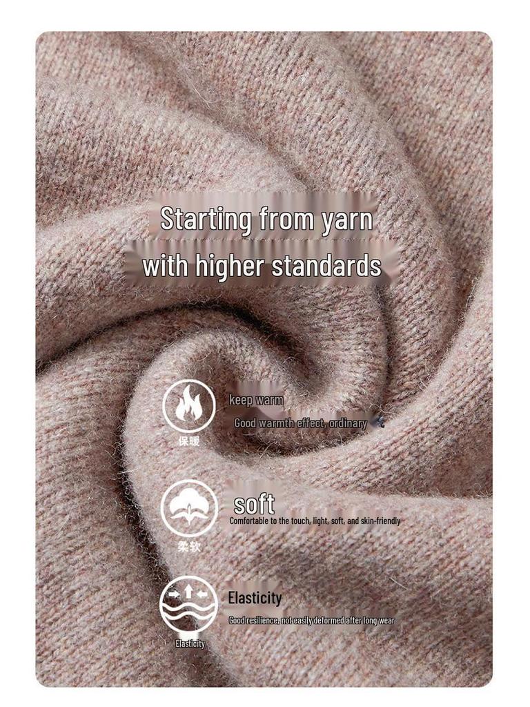 Men's 100% Wool Round Neck Winter Sweater, Casual Business Jacquard Knitwear