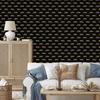 Black and Gold Tropical Pattern Wallpaper, Black, Ochre Center, 50x1000