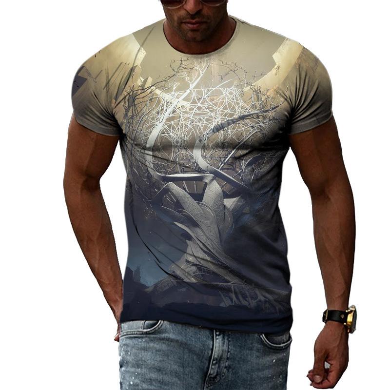 

Повседневный топ Мужская футболка 3D-принт Пейзаж Модный тренд Принтованная футболка с коротким рукавом 6XL