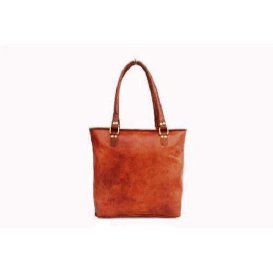 Большая сумка через плечо из натуральной козьей кожи Tote Shopping Коричневая женская — фото 3