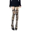 Patterned High Waist Fishnet Pantyhose for Women Aesthetic Garter Belt Thigh High Stockings Sheer Suspender Pantyhose