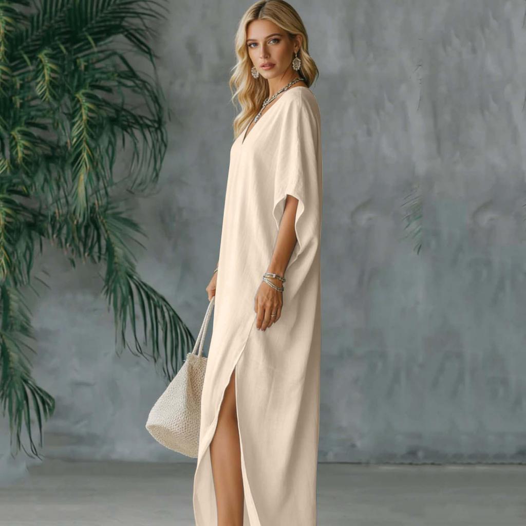 Women's Dress Casual Flowy Dresses V-neck Vocation Boho Beach Sundress